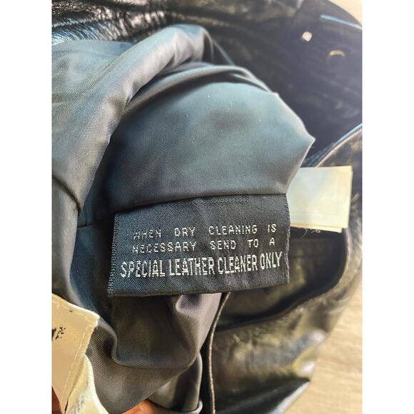 Chia 100% Leather Vintage Black Pants Biker Style Ankle Zip 34x33 Boot - Picture 7 of 8